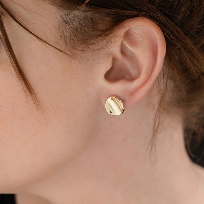 Women earrings buttoned in Yellow Gold 14ct ISY0064