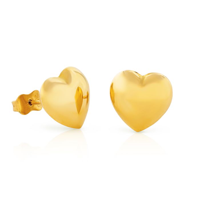 Women earrings buttoned heart in Yellow Gold 14ct ISY0065