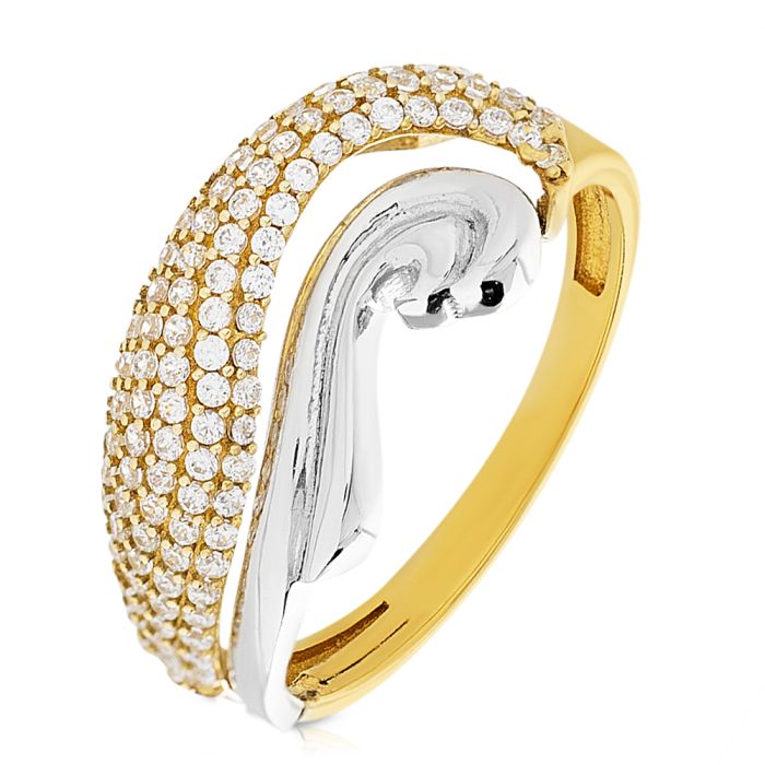 Women's ring in White and Yellow Gold with zirkon 14ct IDY0027