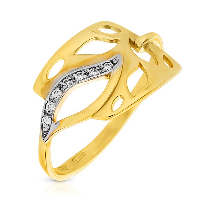 Women's ring in White and Yellow Gold with zirkon 14ct IDY0031