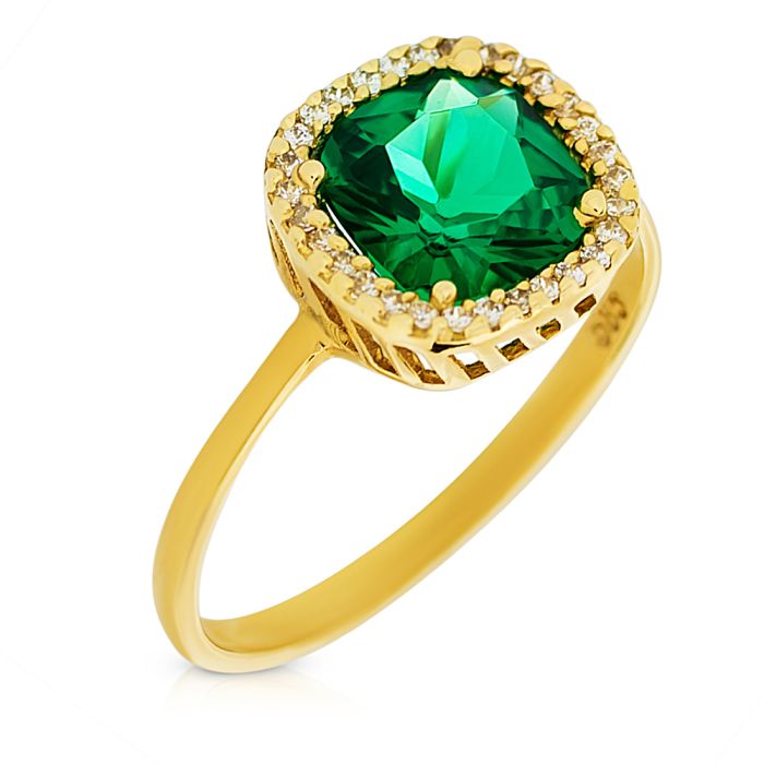 Women yellow gold ring with emerald 14ct IDY0043