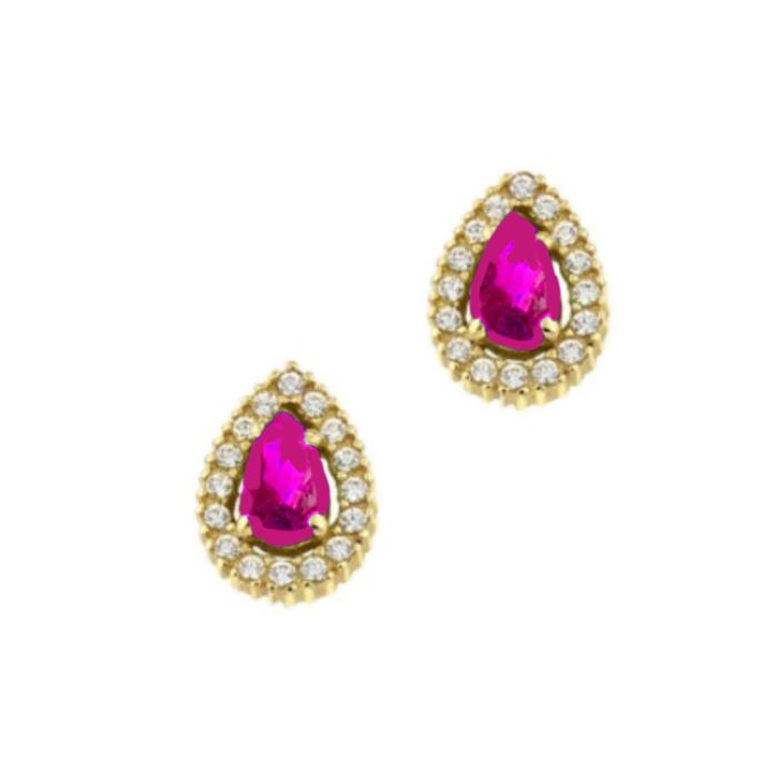 Women earrings rozeta Yellow Gold with zirkon 9ct HSY0081