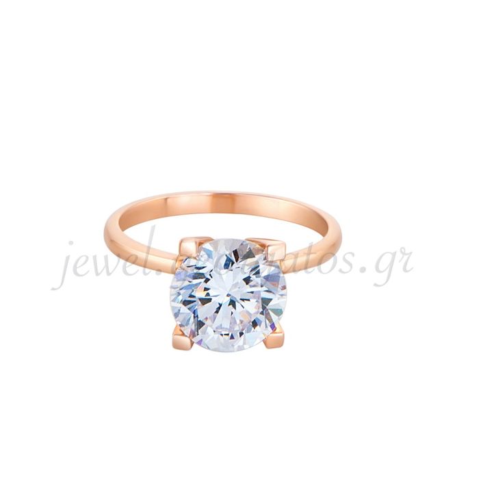 Monolithic Pink Gold ring with zircon IDD0138