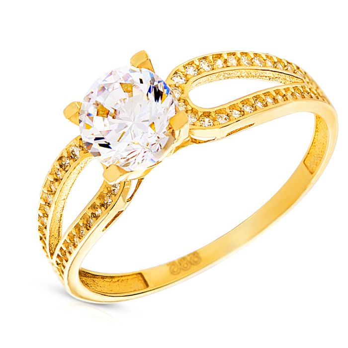 Women's ring in Yellow Gold with zirkon 14ct IDY0029