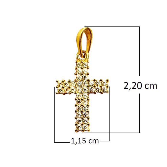 Women's yellow gold cross 14ct with zirkon ITY0111