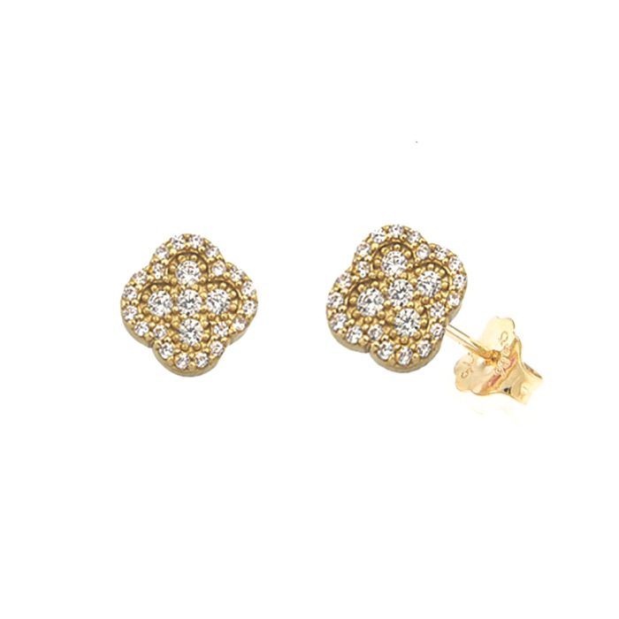 Women earrings Yellow Gold with zircon 9ct HSM0052