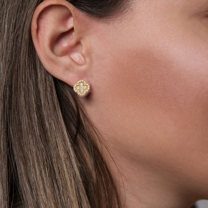 Women earrings Yellow Gold with zircon 9ct HSM0052