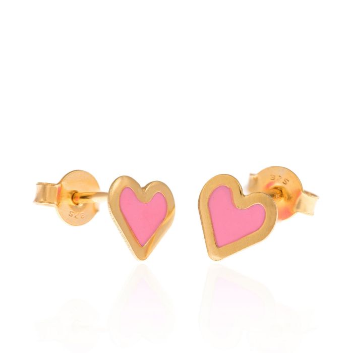 Kid's yellow gold earrings with heart 9CT HSR0003