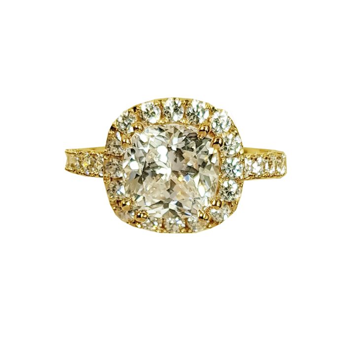 Women yellow gold ring with zircon 14ct IDU0071