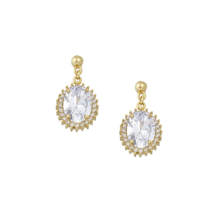 Women earrings Yellow Gold with zircon 9ct HSY0086