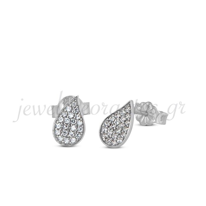 White gold stud earrings with zircon 14CT ISH0039