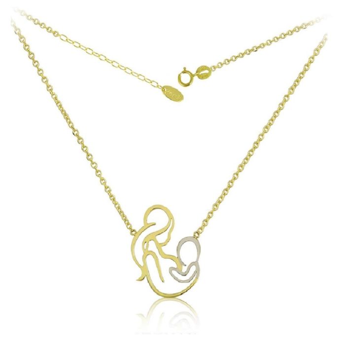 Women's necklace two tone mother and child 9ct HRZ0015