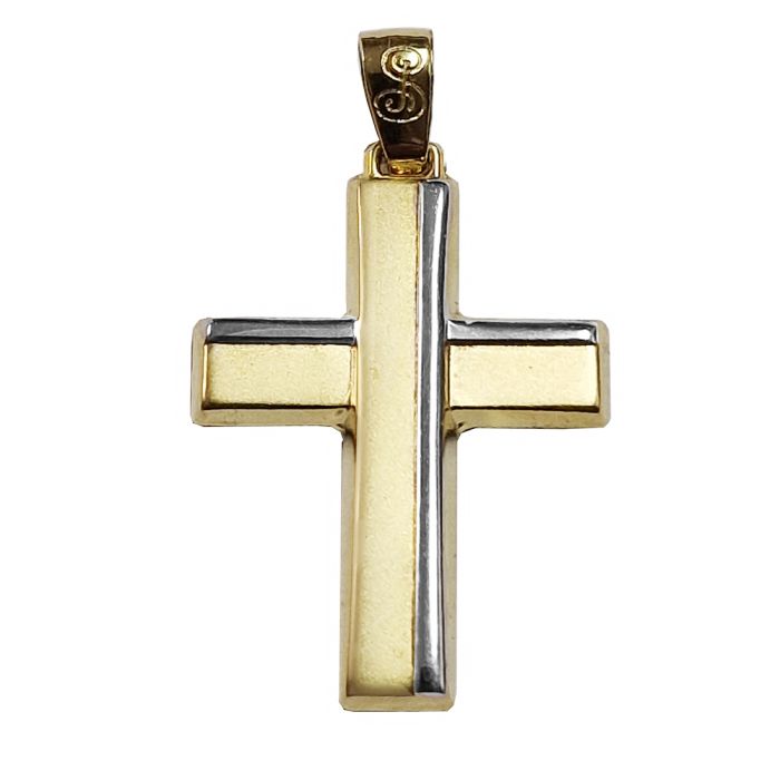 Men's cross Yellow and White Gold without chain 14ct ITZ0010