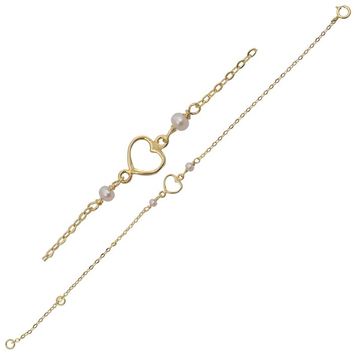 Kid's bracelet Yellow Gold with heart 9ct HYZ0038