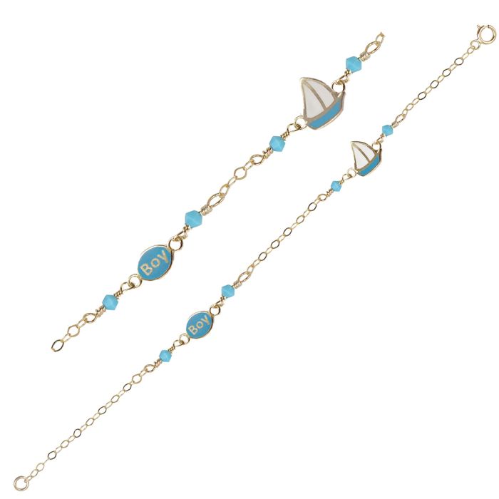 Kids bracelet Yellow Gold with boat 9ct HYZ0044