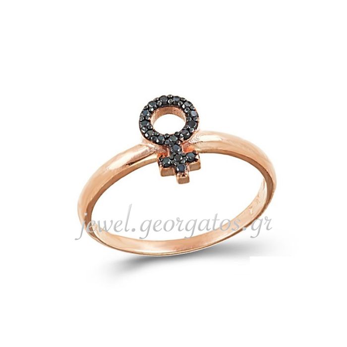 Women's pink gold ring with the female symbol 9ct HDD0070 