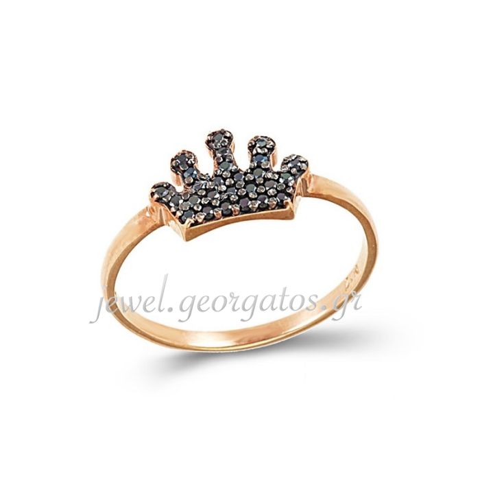 Women's pink gold ring with crown 9ct HDD0071
