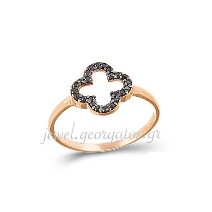 Women's pink gold ring with cross 9ct HDD0074 