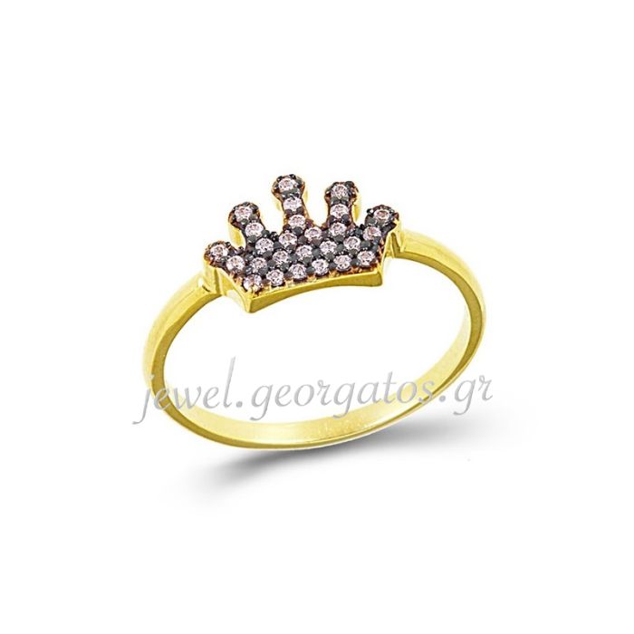 Women's yellow gold ring with a crown 9ct HDD0077