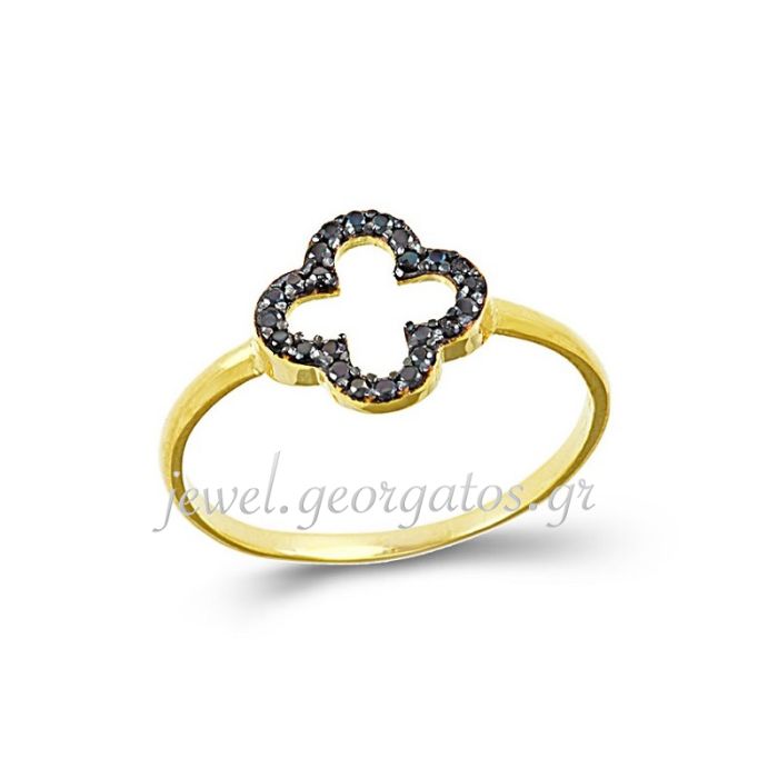 Women's yellow gold ring with a cross 9ct HDD0079