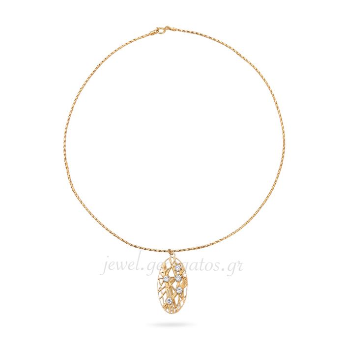 Women gold oval necklace 14CT JRM0122