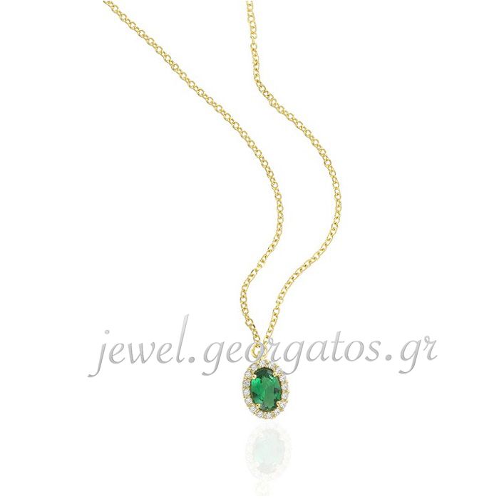 Women gold rosetta necklace 9CT or 14CT with emerald color 