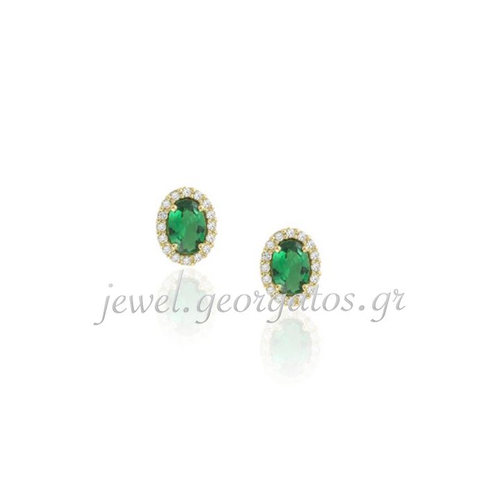 Gold Rosette earrings in green color 9CT or 14CT