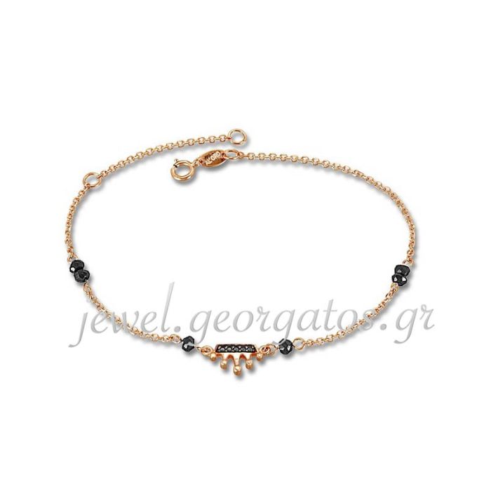 Women's pink gold bracelet with crown pattern 9CT HVD0119