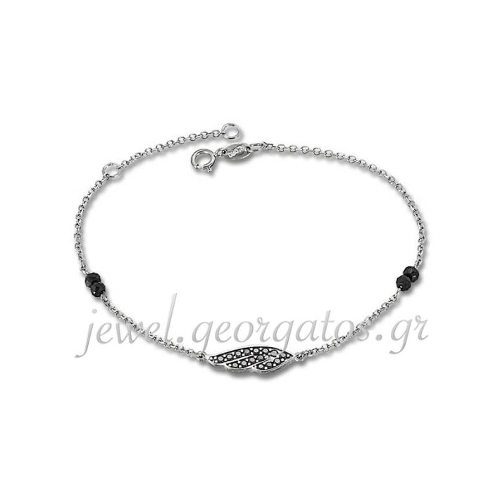 Women's white gold bracelet with feather pattern 9CT HVD0113