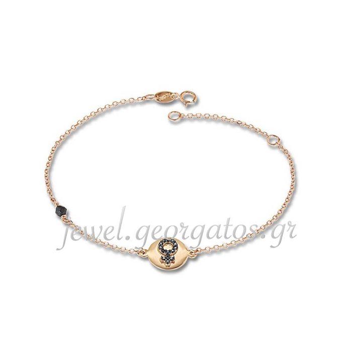 Women's pink gold bracelet with pattern of the female symbol 9CT HVD0124