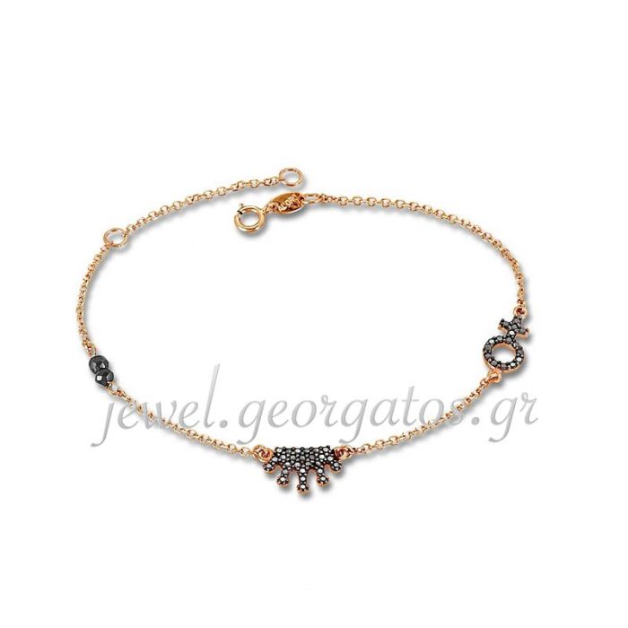 Women's pink gold bracelet with crown pattern 9CT HVD0118 