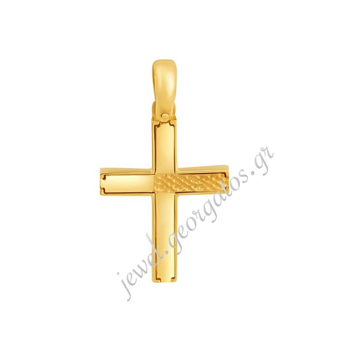 Men's double-sided gold cross 14CT ITD0397