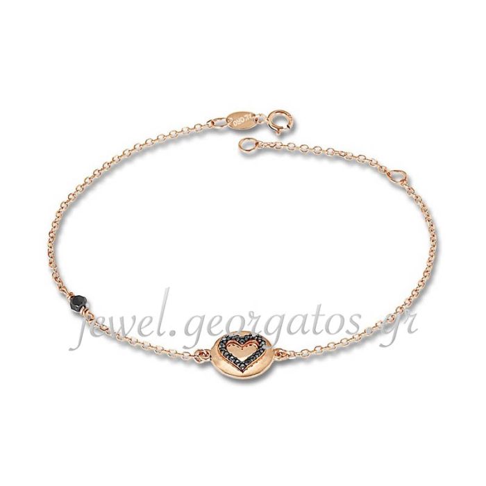 Women's pink gold bracelet with heart pattern 9CT HVD0125
