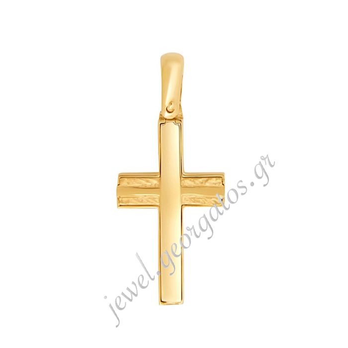 Men's double-sided gold cross 14CT ITD0396