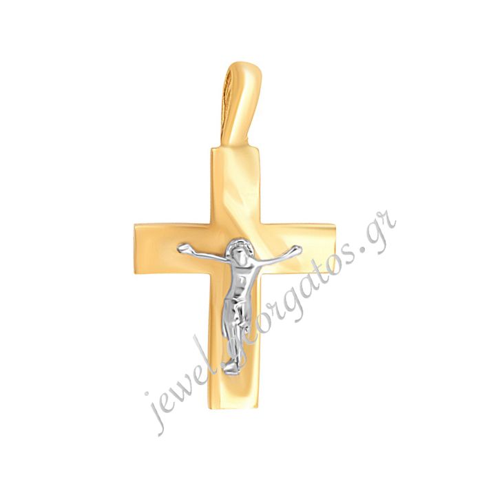 Men's double-sided gold cross 14CT ITD0399