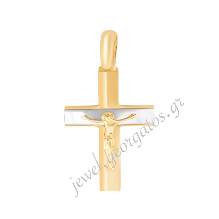 Men's double-sided gold cross 14CT ITD0401
