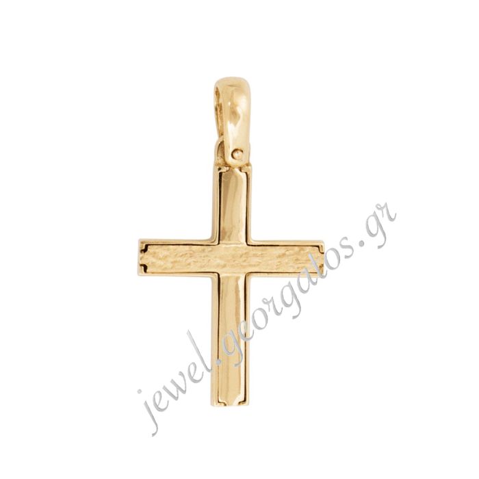 Men's double-sided gold cross 14CT ITD0403