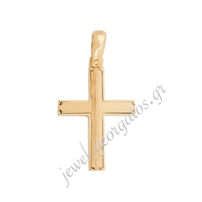 Men's double-sided gold cross 14CT ITD0404