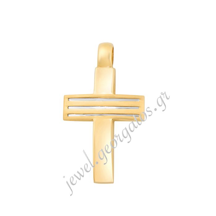 Men's double-sided gold cross 14CT ITD0405