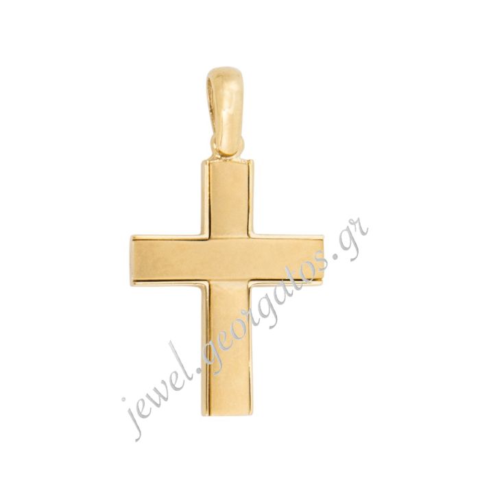 Men's double-sided yellow gold cross 14CT ITD0406