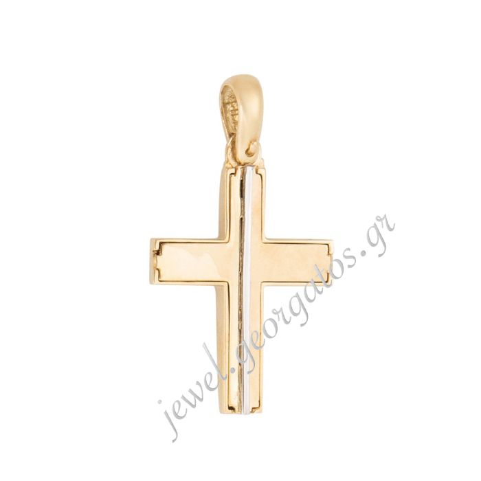 Men's double-sided gold cross 14CT ITD0407