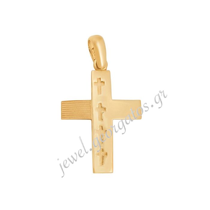 Men's double-sided gold cross 14CT ITD0408