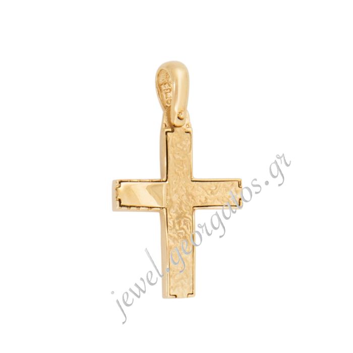 Men's double-sided gold cross 14CT ITD0409