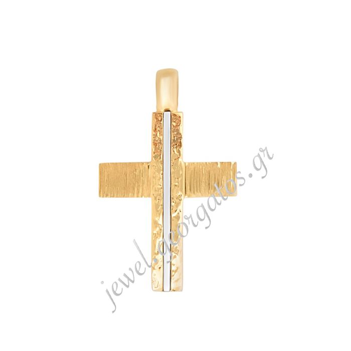 Men's double-sided gold cross 14CT ITD0411