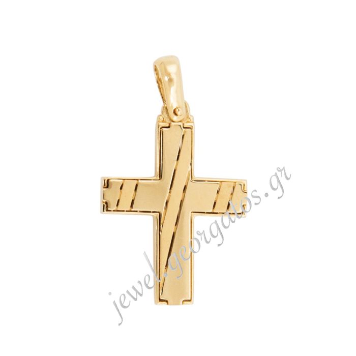 Men's Triantos double-sided yellow gold cross 14CT ITD0413
