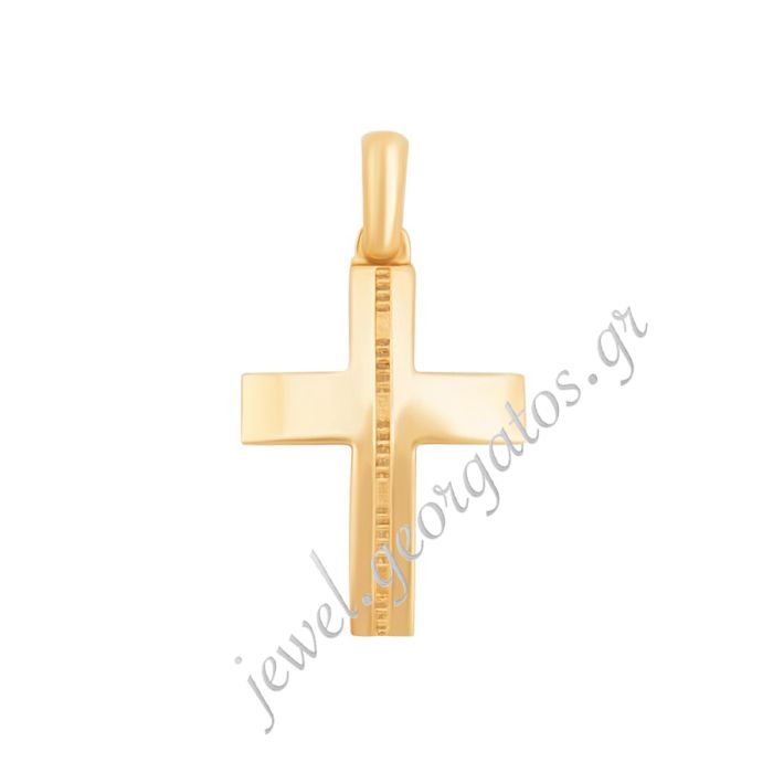 Men's double-sided gold cross 14CT ITD0414