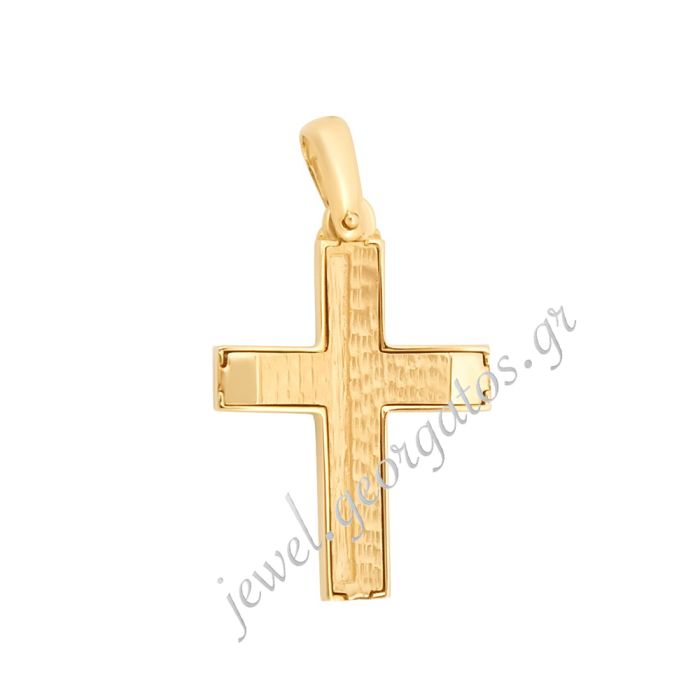 Men's double-sided gold cross 14CT ITD0418