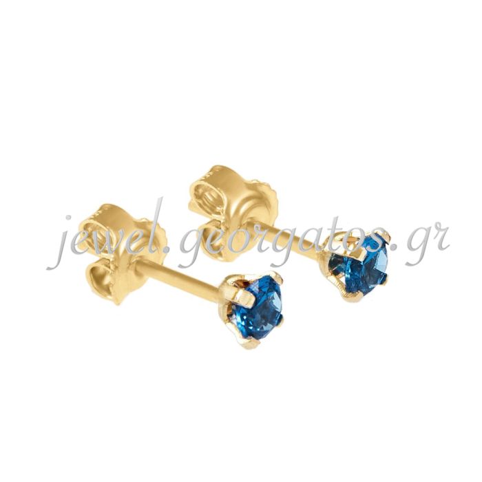 Yellow gold stud earrings with zircon 14CT  ISB0132