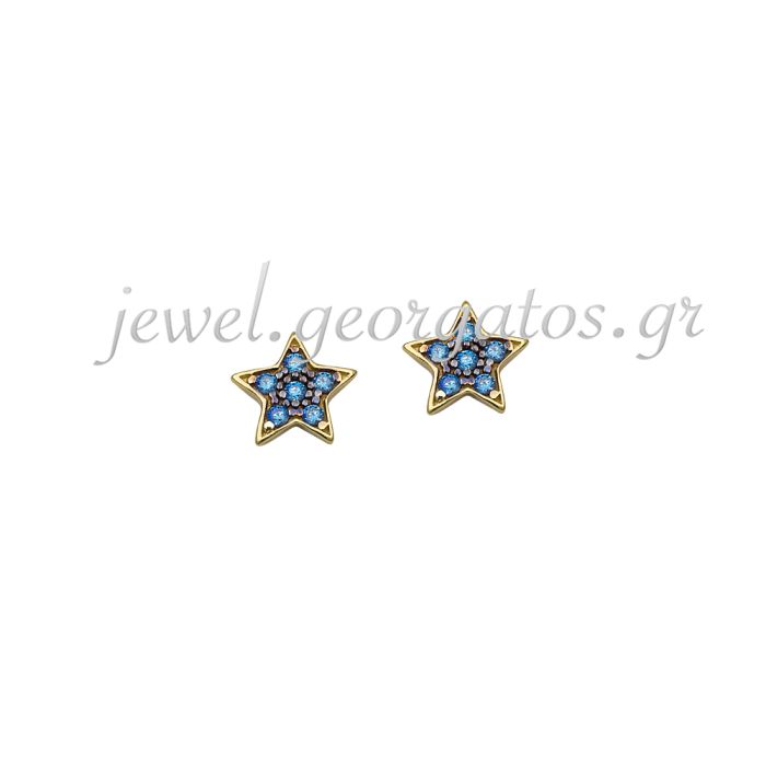 Yellow gold stud earrings with star 9CT HSH0157 