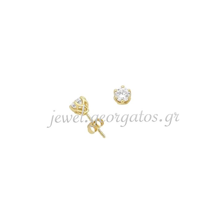 Yellow gold stud earrings with zircon 9CT HSE0165